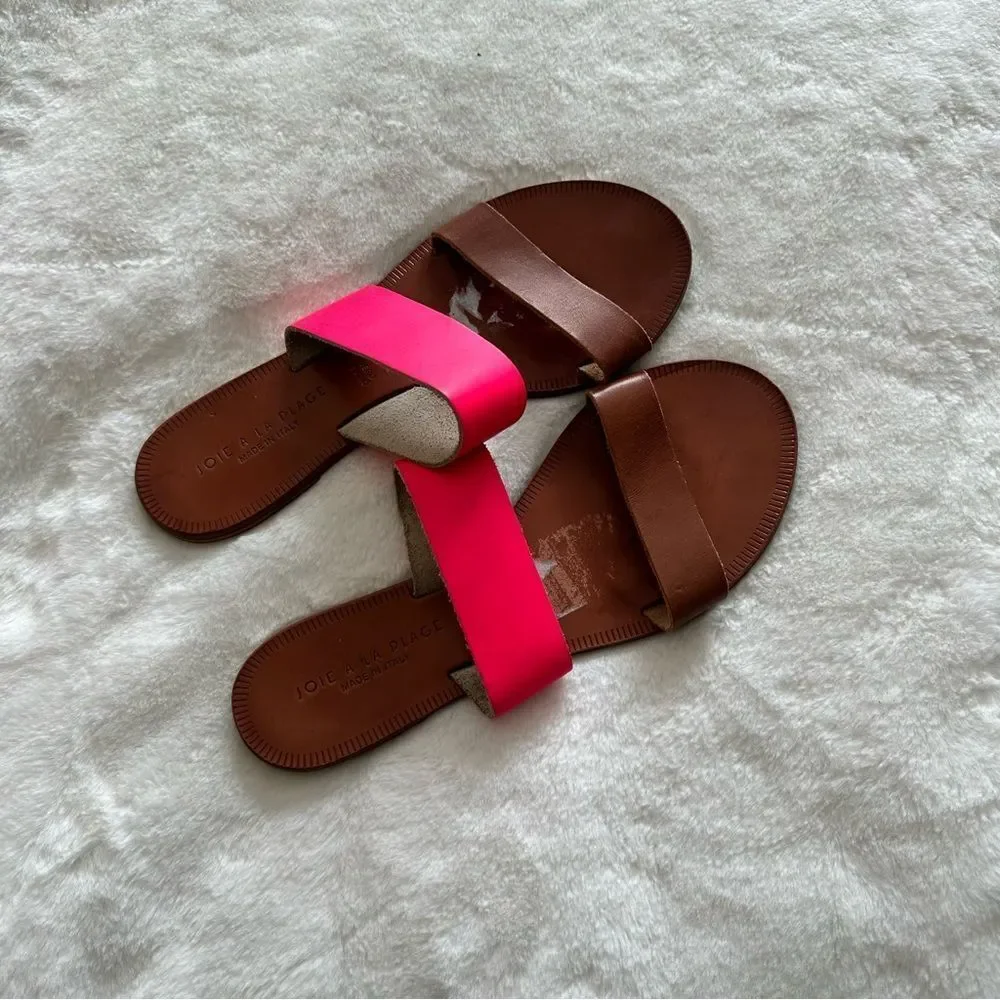 Joie A La Plage Sable Leather Slip On Sandals Pink Size 38.5
